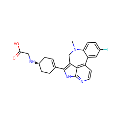 CN1Cc2c(C3=CC[C@H](NCC(=O)O)CC3)[nH]c3nccc(c23)-c2cc(F)ccc21 ZINC001772626495