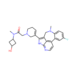 CN1Cc2c(C3=CCCN(CC(=O)N(C)C4CC(O)C4)C3)[nH]c3nccc(c23)-c2cc(F)ccc21 ZINC001772632545