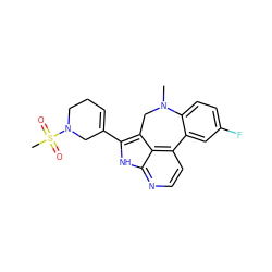 CN1Cc2c(C3=CCCN(S(C)(=O)=O)C3)[nH]c3nccc(c23)-c2cc(F)ccc21 ZINC001772625719
