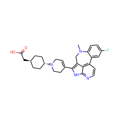 CN1Cc2c(C3=CCN([C@H]4CC[C@H](CC(=O)O)CC4)CC3)[nH]c3nccc(c23)-c2cc(F)ccc21 ZINC001772616866
