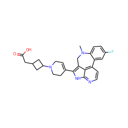 CN1Cc2c(C3=CCN(C4CC(CC(=O)O)C4)CC3)[nH]c3nccc(c23)-c2cc(F)ccc21 ZINC001772621612