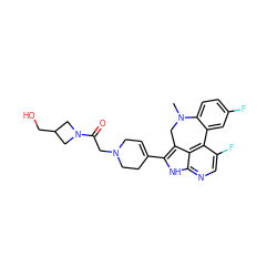 CN1Cc2c(C3=CCN(CC(=O)N4CC(CO)C4)CC3)[nH]c3ncc(F)c(c23)-c2cc(F)ccc21 ZINC001772623143