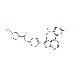 CN1Cc2c(C3=CCN(CC(=O)N4CC[C@H](O)C4)CC3)[nH]c3nccc(c23)-c2cc(F)ccc21 ZINC001772624537