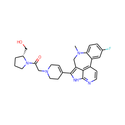 CN1Cc2c(C3=CCN(CC(=O)N4CCC[C@@H]4CO)CC3)[nH]c3nccc(c23)-c2cc(F)ccc21 ZINC001772657230