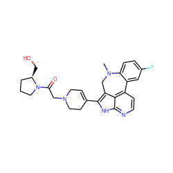 CN1Cc2c(C3=CCN(CC(=O)N4CCC[C@H]4CO)CC3)[nH]c3nccc(c23)-c2cc(F)ccc21 ZINC001772646764