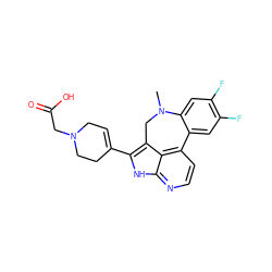 CN1Cc2c(C3=CCN(CC(=O)O)CC3)[nH]c3nccc(c23)-c2cc(F)c(F)cc21 ZINC001772610278