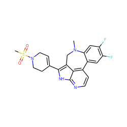 CN1Cc2c(C3=CCN(S(C)(=O)=O)CC3)[nH]c3nccc(c23)-c2cc(F)c(F)cc21 ZINC001772617973