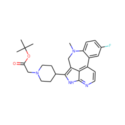 CN1Cc2c(C3CCN(CC(=O)OC(C)(C)C)CC3)[nH]c3nccc(c23)-c2cc(F)ccc21 ZINC001772655893