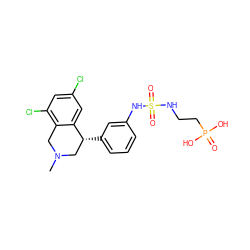 CN1Cc2c(Cl)cc(Cl)cc2[C@H](c2cccc(NS(=O)(=O)NCCP(=O)(O)O)c2)C1 ZINC000167959025