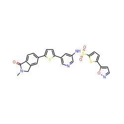 CN1Cc2cc(-c3ccc(-c4cncc(NS(=O)(=O)c5ccc(-c6ccno6)s5)c4)s3)ccc2C1=O ZINC000145462407