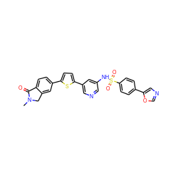 CN1Cc2cc(-c3ccc(-c4cncc(NS(=O)(=O)c5ccc(-c6cnco6)cc5)c4)s3)ccc2C1=O ZINC000145413179