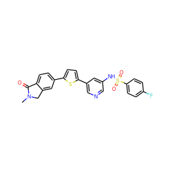 CN1Cc2cc(-c3ccc(-c4cncc(NS(=O)(=O)c5ccc(F)cc5)c4)s3)ccc2C1=O ZINC000145596750