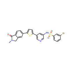 CN1Cc2cc(-c3ccc(-c4cncc(NS(=O)(=O)c5cccc(Br)c5)c4)s3)ccc2C1=O ZINC000145475283