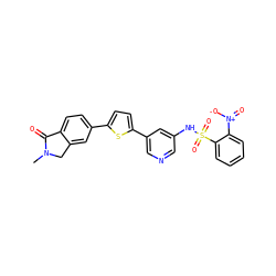 CN1Cc2cc(-c3ccc(-c4cncc(NS(=O)(=O)c5ccccc5[N+](=O)[O-])c4)s3)ccc2C1=O ZINC000145416405