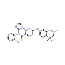 CN1Cc2cc(Nc3ncc4c(=O)n(-c5ccccc5Cl)c5nccn5c4n3)ccc2C(C)(C)C1 ZINC000144059689