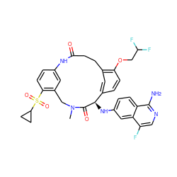 CN1Cc2cc(ccc2S(=O)(=O)C2CC2)NC(=O)CCc2cc(ccc2OCC(F)F)[C@@H](Nc2ccc3c(N)ncc(F)c3c2)C1=O ZINC000221882059