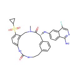 CN1Cc2cc(ccc2S(=O)(=O)C2CC2)NC(=O)NCCc2cccc(c2)[C@@H](Nc2ccc3c(N)ncc(F)c3c2)C1=O ZINC000221959436