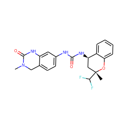 CN1Cc2ccc(NC(=O)N[C@@H]3C[C@@](C)(C(F)F)Oc4ccccc43)cc2NC1=O ZINC000143577992