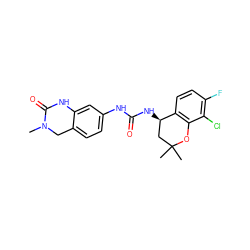 CN1Cc2ccc(NC(=O)N[C@@H]3CC(C)(C)Oc4c3ccc(F)c4Cl)cc2NC1=O ZINC000143605699