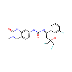 CN1Cc2ccc(NC(=O)N[C@@H]3CC(CF)(CF)Oc4c(F)cccc43)cc2NC1=O ZINC000143368386