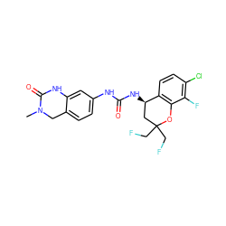 CN1Cc2ccc(NC(=O)N[C@@H]3CC(CF)(CF)Oc4c3ccc(Cl)c4F)cc2NC1=O ZINC000144336407