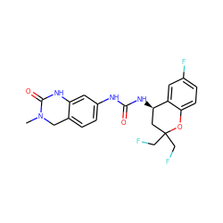 CN1Cc2ccc(NC(=O)N[C@@H]3CC(CF)(CF)Oc4ccc(F)cc43)cc2NC1=O ZINC000143414362