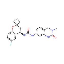 CN1Cc2ccc(NC(=O)N[C@@H]3CC4(CCC4)Oc4ccc(F)cc43)cc2NC1=O ZINC000144150184