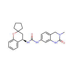 CN1Cc2ccc(NC(=O)N[C@@H]3CC4(CCCC4)Oc4ccccc43)cc2NC1=O ZINC000143467121