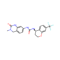 CN1Cc2ccc(NC(=O)N[C@@H]3CCOc4cc(C(F)(F)F)ccc43)cc2NC1=O ZINC000144250335