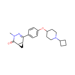 CN1N=C(c2ccc(OC3CCN(C4CCC4)CC3)cc2)[C@H]2C[C@H]2C1=O ZINC000103260448