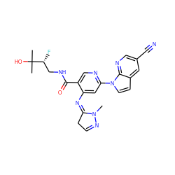 CN1N=CCC1=Nc1cc(-n2ccc3cc(C#N)cnc32)ncc1C(=O)NC[C@@H](F)C(C)(C)O ZINC001772577129