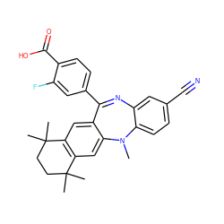 CN1c2ccc(C#N)cc2N=C(c2ccc(C(=O)O)c(F)c2)c2cc3c(cc21)C(C)(C)CCC3(C)C ZINC000006716420