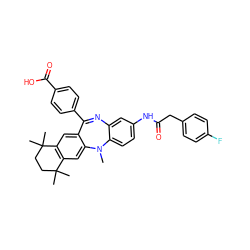 CN1c2ccc(NC(=O)Cc3ccc(F)cc3)cc2N=C(c2ccc(C(=O)O)cc2)c2cc3c(cc21)C(C)(C)CCC3(C)C ZINC000028824090