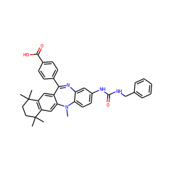 CN1c2ccc(NC(=O)NCc3ccccc3)cc2N=C(c2ccc(C(=O)O)cc2)c2cc3c(cc21)C(C)(C)CCC3(C)C ZINC000028824103