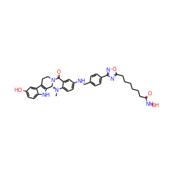 CN1c2ccc(NCc3ccc(-c4noc(CCCCCCC(=O)NO)n4)cc3)cc2C(=O)N2CCc3c([nH]c4ccc(O)cc34)[C@H]21 ZINC000473121163