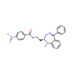 CN1c2ccccc2C(c2ccccc2)=NC[C@@H]1CCNC(=O)c1ccc([N+](=O)[O-])cc1 ZINC000013525970