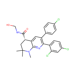 CN1c2nc(-c3ccc(Cl)cc3Cl)c(-c3ccc(Cl)cc3)cc2[C@@H](C(=O)NCO)CC1(C)C ZINC000049036670