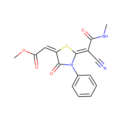 CNC(=O)/C(C#N)=c1\s/c(=C/C(=O)OC)c(=O)n1-c1ccccc1 ZINC000005034788