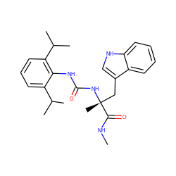 CNC(=O)[C@@](C)(Cc1c[nH]c2ccccc12)NC(=O)Nc1c(C(C)C)cccc1C(C)C ZINC000026576486