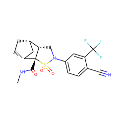 CNC(=O)[C@@]12[C@@H]3CC[C@@H](C3)[C@@H]1CN(c1ccc(C#N)c(C(F)(F)F)c1)S2(=O)=O ZINC000142362406