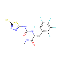CNC(=O)[C@@H](Cc1c(F)c(F)c(F)c(F)c1F)NC(=O)Nc1nnc(S)s1 ZINC000026579486