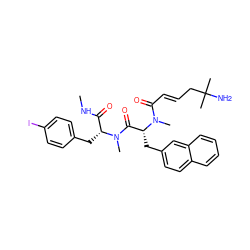 CNC(=O)[C@@H](Cc1ccc(I)cc1)N(C)C(=O)[C@@H](Cc1ccc2ccccc2c1)N(C)C(=O)/C=C/CC(C)(C)N ZINC000027203423