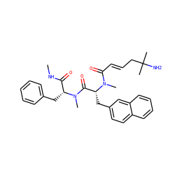 CNC(=O)[C@@H](Cc1ccccc1)N(C)C(=O)[C@@H](Cc1ccc2ccccc2c1)N(C)C(=O)/C=C/CC(C)(C)N ZINC000003952532