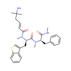 CNC(=O)[C@@H](Cc1ccccc1)N(C)C(=O)[C@@H](Cc1csc2ccccc12)N(C)C(=O)/C=C/CC(C)(C)N ZINC000013781192