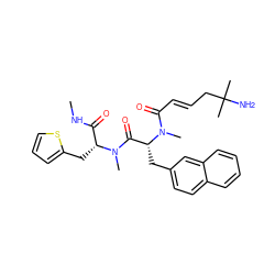 CNC(=O)[C@@H](Cc1cccs1)N(C)C(=O)[C@@H](Cc1ccc2ccccc2c1)N(C)C(=O)/C=C/CC(C)(C)N ZINC000013781193