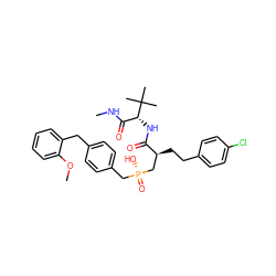 CNC(=O)[C@@H](NC(=O)[C@@H](CCc1ccc(Cl)cc1)C[P@](=O)(O)Cc1ccc(Cc2ccccc2OC)cc1)C(C)(C)C ZINC000026392341
