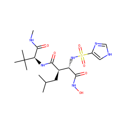 CNC(=O)[C@@H](NC(=O)[C@H](CC(C)C)[C@H](NS(=O)(=O)c1c[nH]cn1)C(=O)NO)C(C)(C)C ZINC000027552306