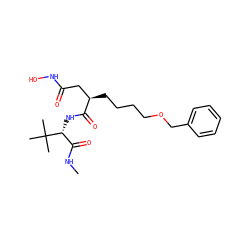 CNC(=O)[C@@H](NC(=O)[C@H](CCCCOCc1ccccc1)CC(=O)NO)C(C)(C)C ZINC000003813619