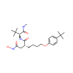 CNC(=O)[C@@H](NC(=O)[C@H](CCCCOc1ccc(C(C)(C)C)cc1)CC(=O)NO)C(C)(C)C ZINC000013741994