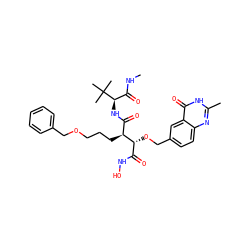 CNC(=O)[C@@H](NC(=O)[C@H](CCCOCc1ccccc1)[C@H](OCc1ccc2nc(C)[nH]c(=O)c2c1)C(=O)NO)C(C)(C)C ZINC000004805533